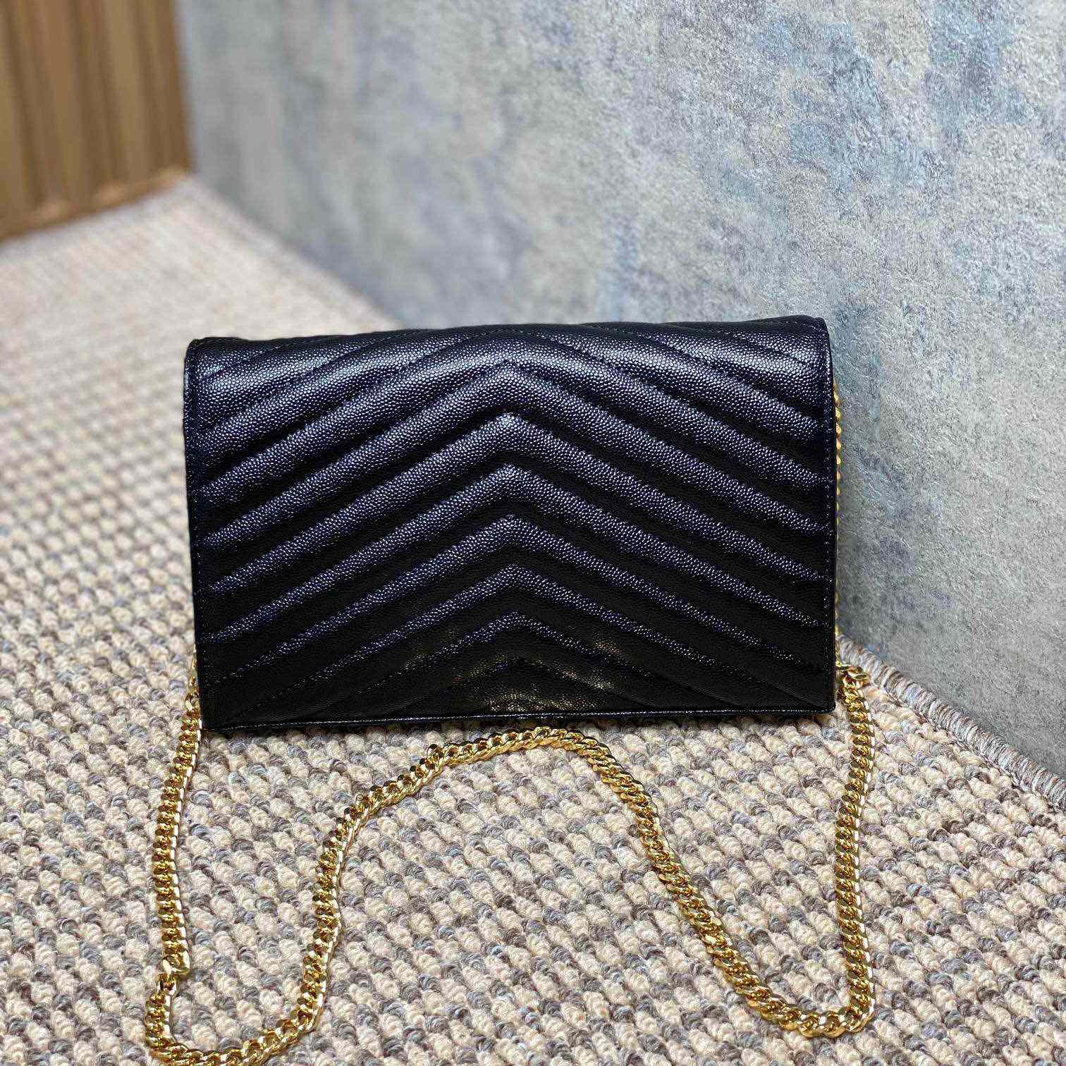 Saint Laurent Cassandre Chain Wallet In Lambskin - DopestKickz