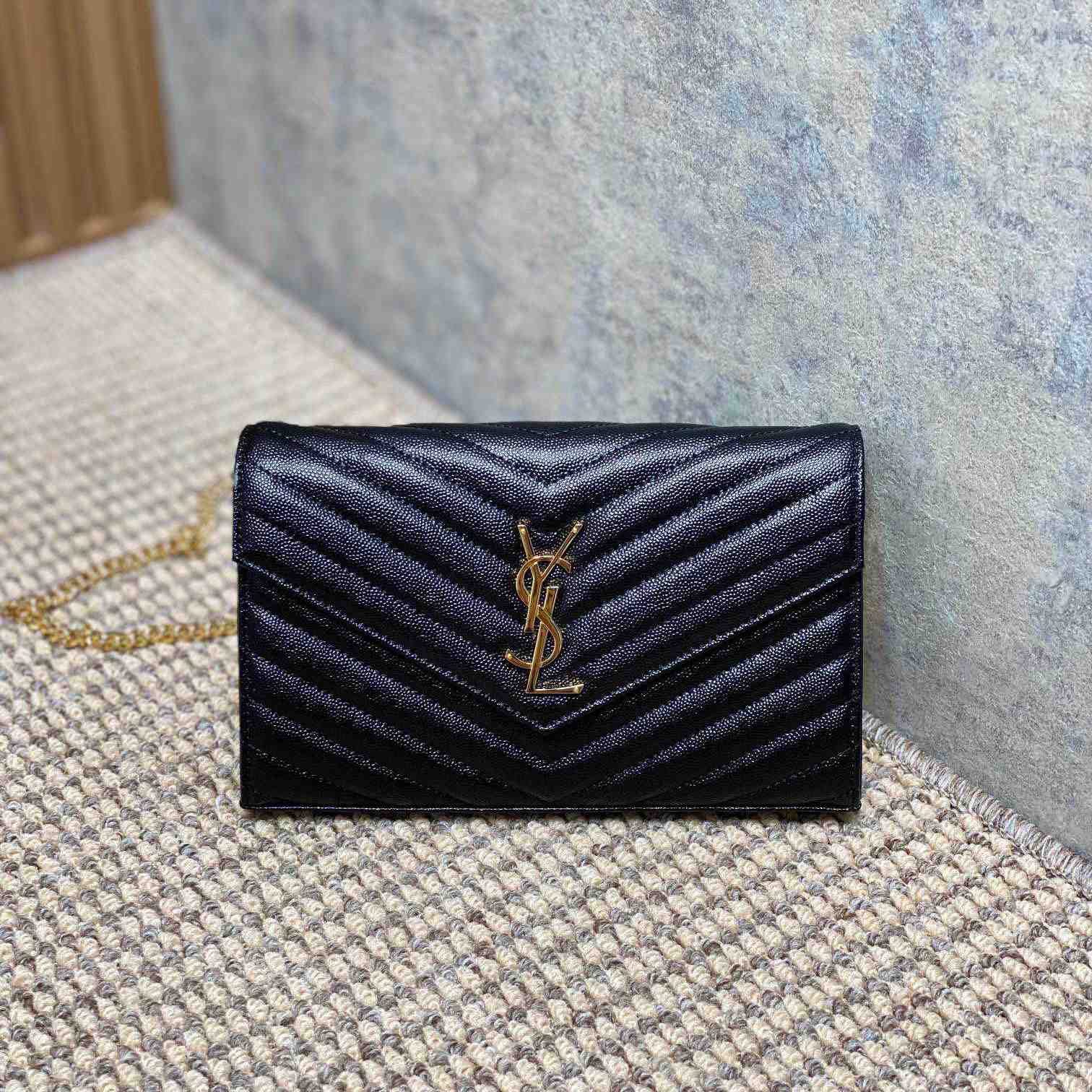 Saint Laurent Cassandre Chain Wallet In Lambskin - DopestKickz