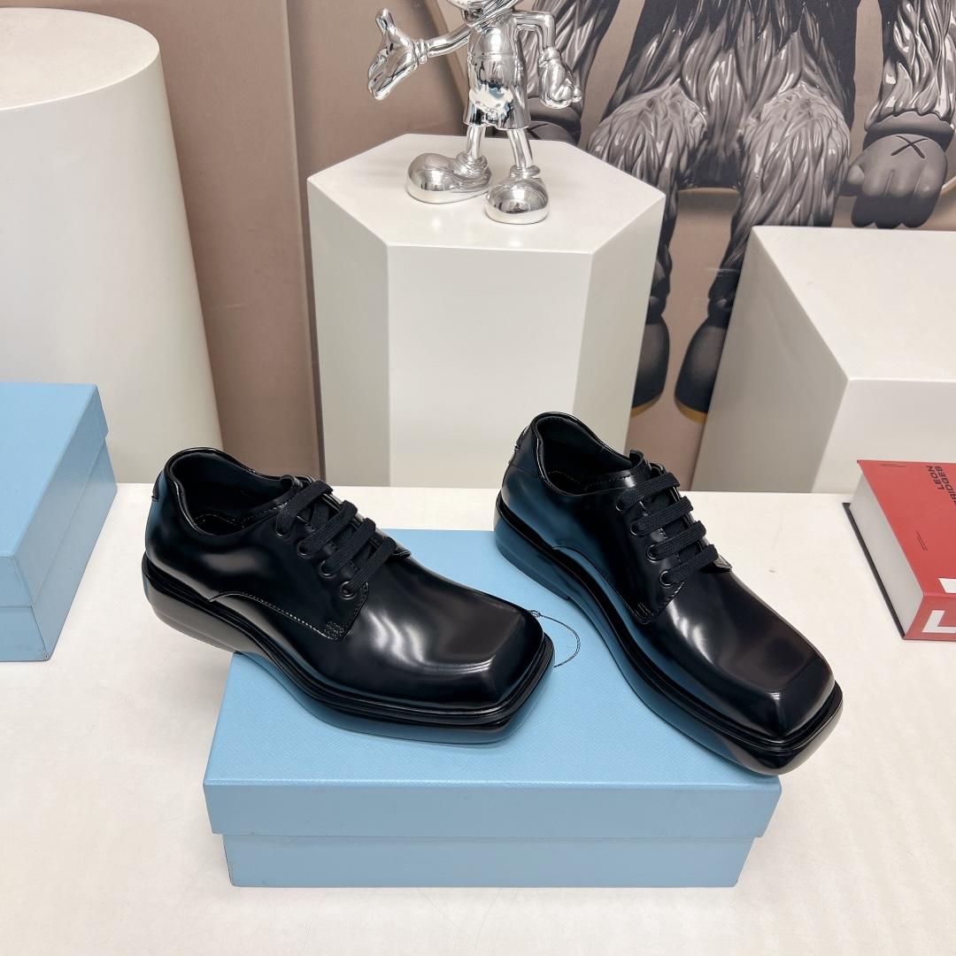Prada Brushed Leather Derby Shoes - DopestKickz