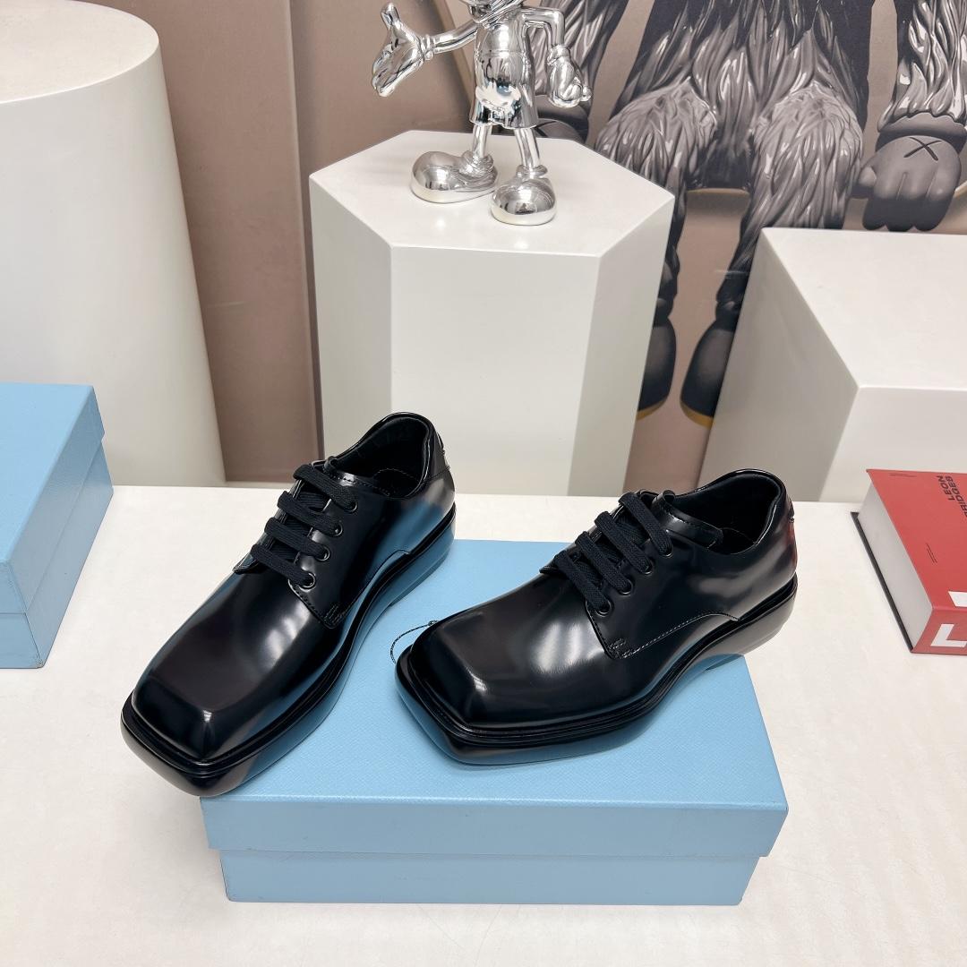 Prada Brushed Leather Derby Shoes - DopestKickz