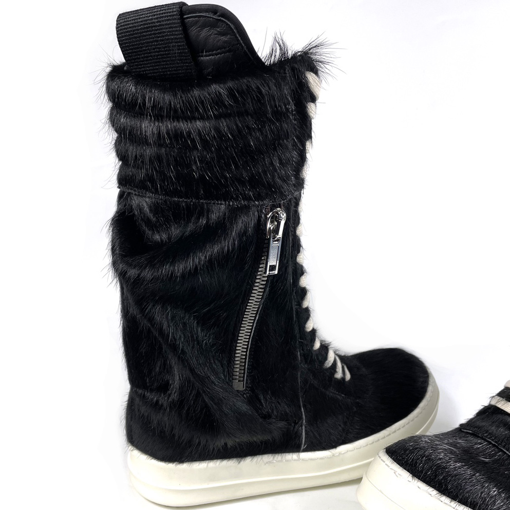Rick Owens Black Pony Hair Cargobasket - DopestKickz