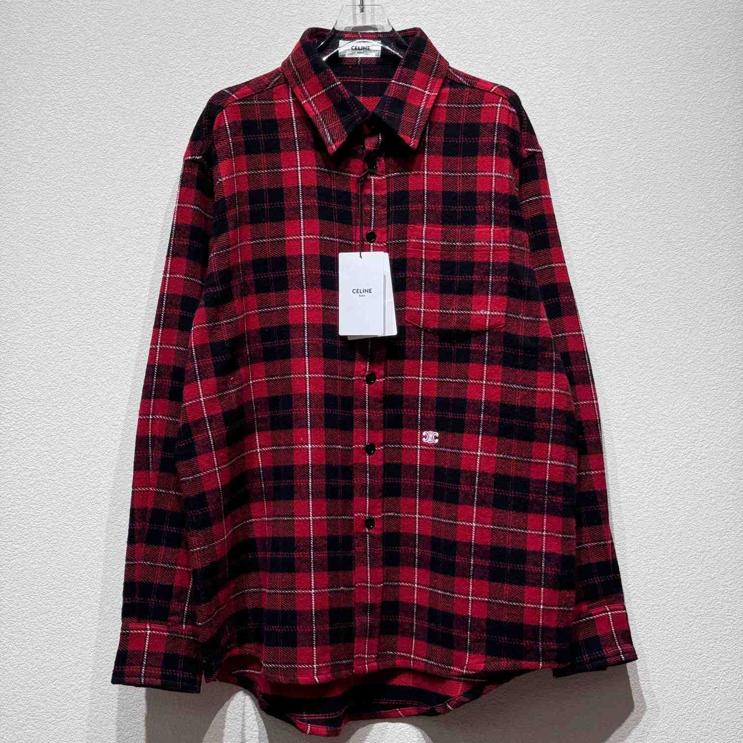 Celine Logo-Embroidered Checked Cotton Shirt - DopestKickz