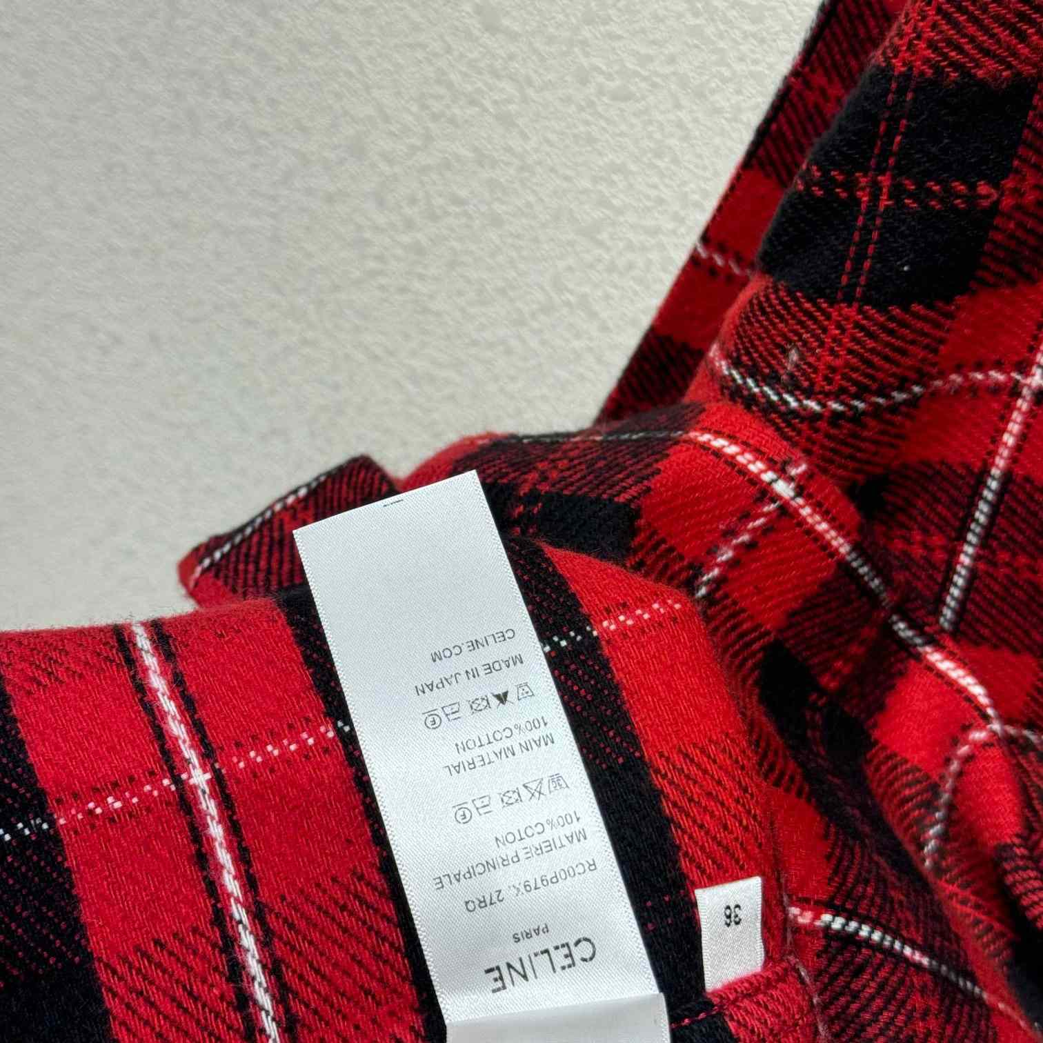Celine Logo-Embroidered Checked Cotton Shirt - DopestKickz