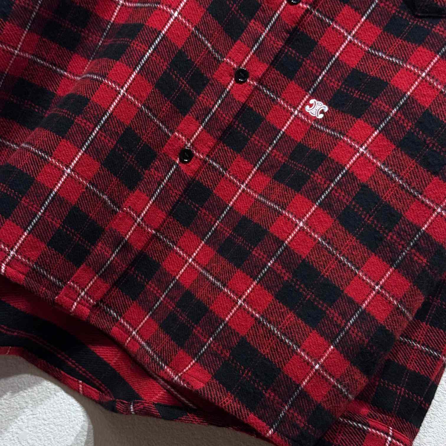 Celine Logo-Embroidered Checked Cotton Shirt - DopestKickz