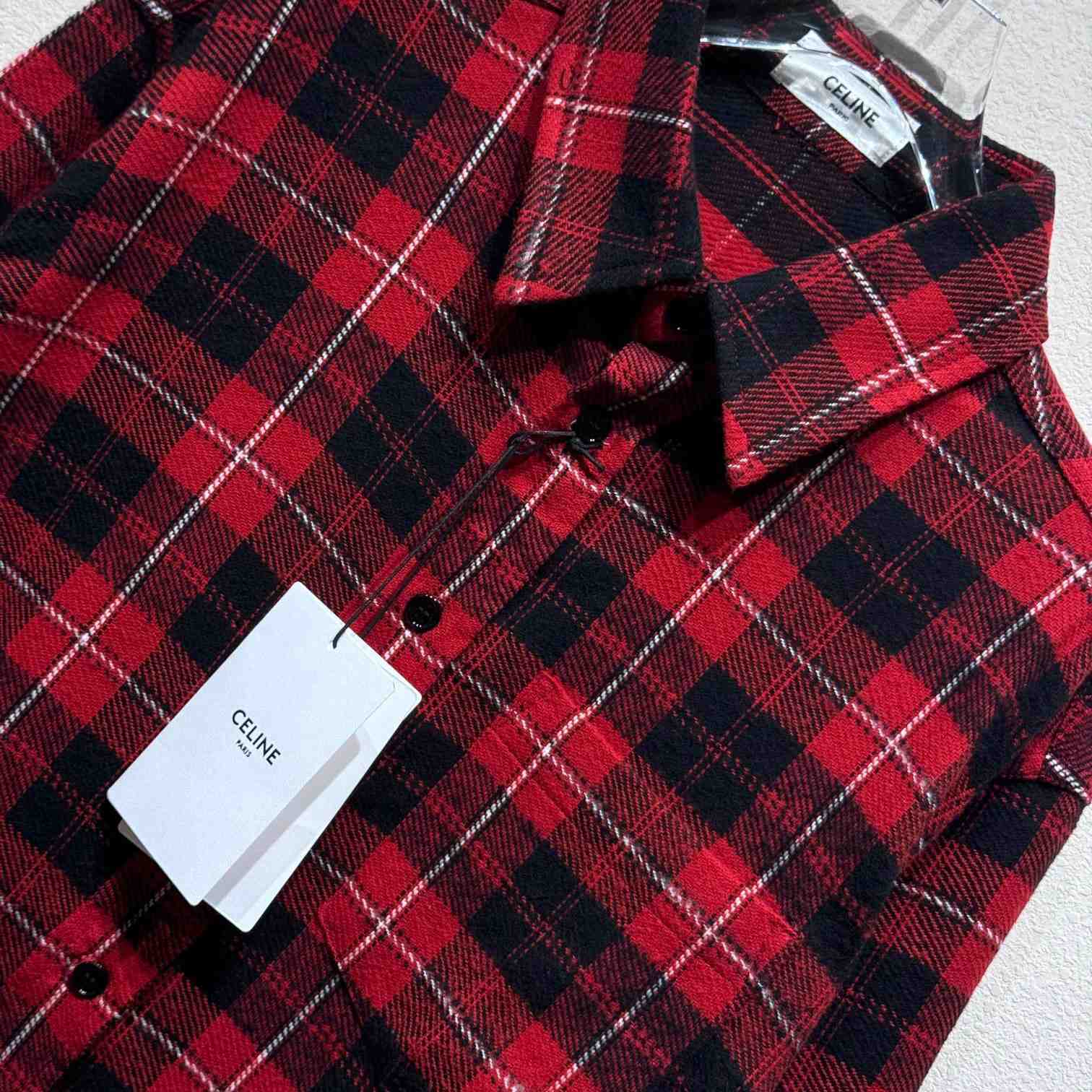 Celine Logo-Embroidered Checked Cotton Shirt - DopestKickz
