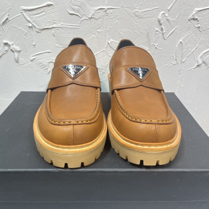 Prada Leather Loafers In Brown - DopestKickz