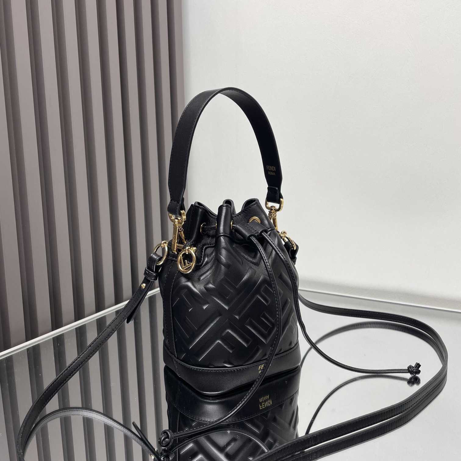 Fendi Mon Tresor Black Leather Mini-bag With FF Motif - DopestKickz