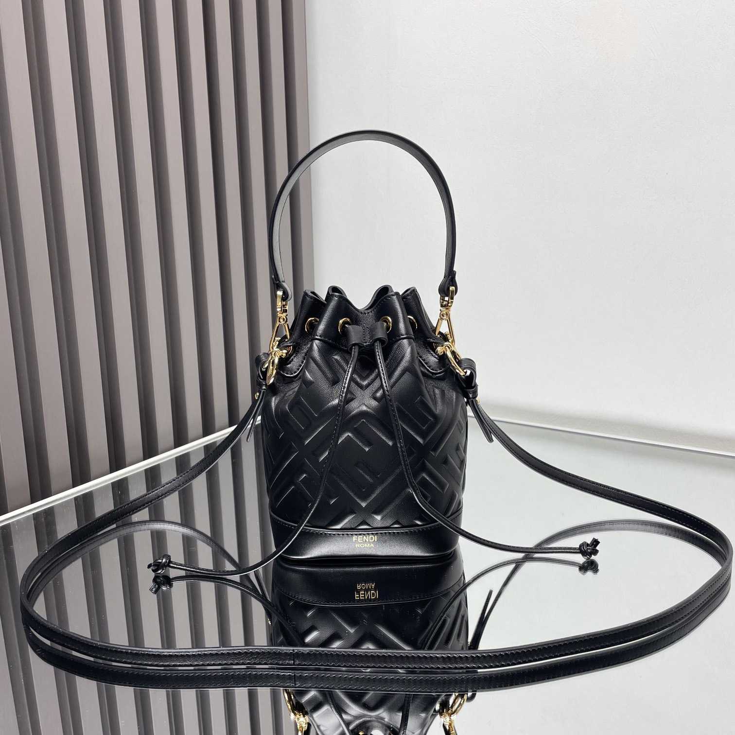 Fendi Mon Tresor Black Leather Mini-bag With FF Motif - DopestKickz