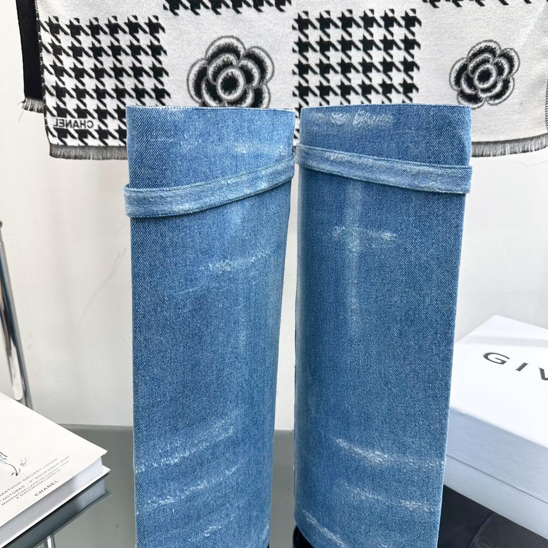 Givenchy Shark Lock Boots In Washed Denim - DopestKickz