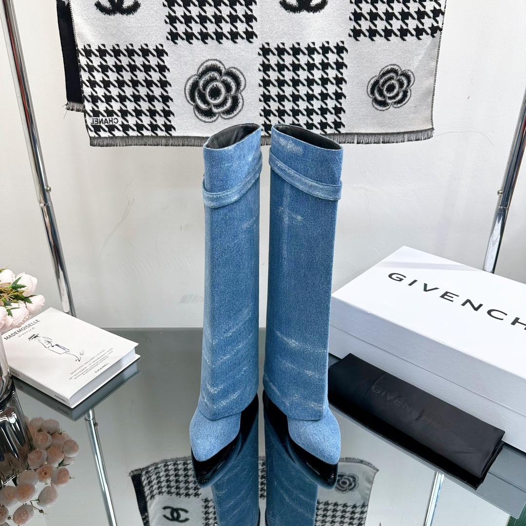 Givenchy Shark Lock Boots In Washed Denim - DopestKickz
