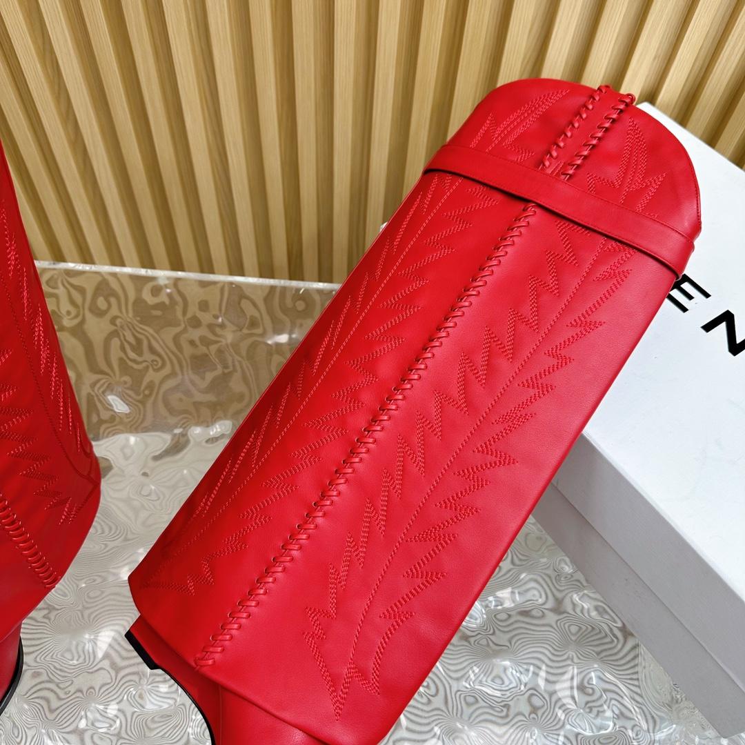 Givenchy Shark Lock Cowboy Boots In Leather With Western Pattern - DopestKickz