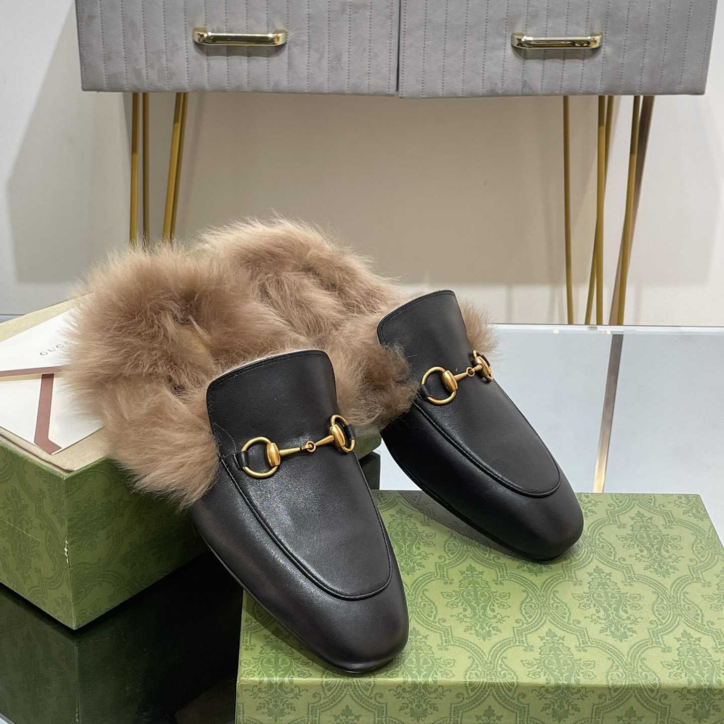 Gucci Fur Horsebit Mules - DopestKickz