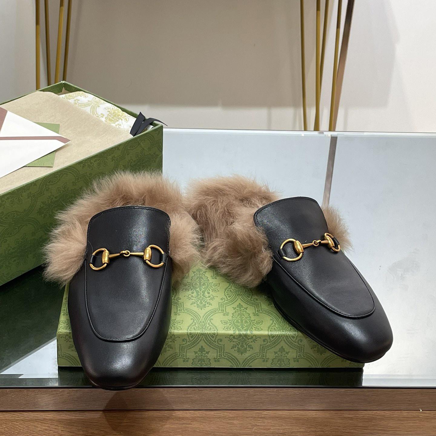 Gucci Fur Horsebit Mules - DopestKickz