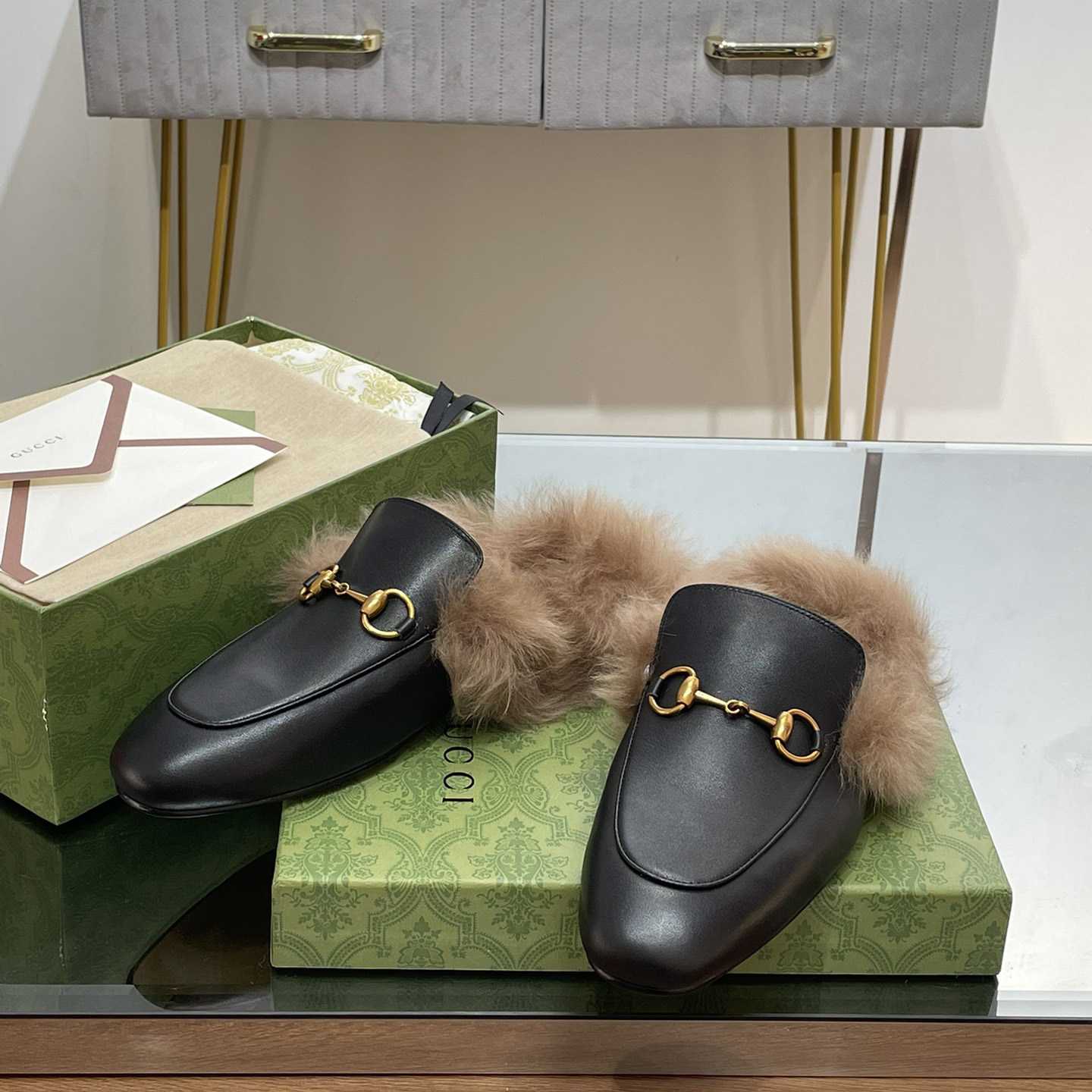 Gucci Fur Horsebit Mules - DopestKickz