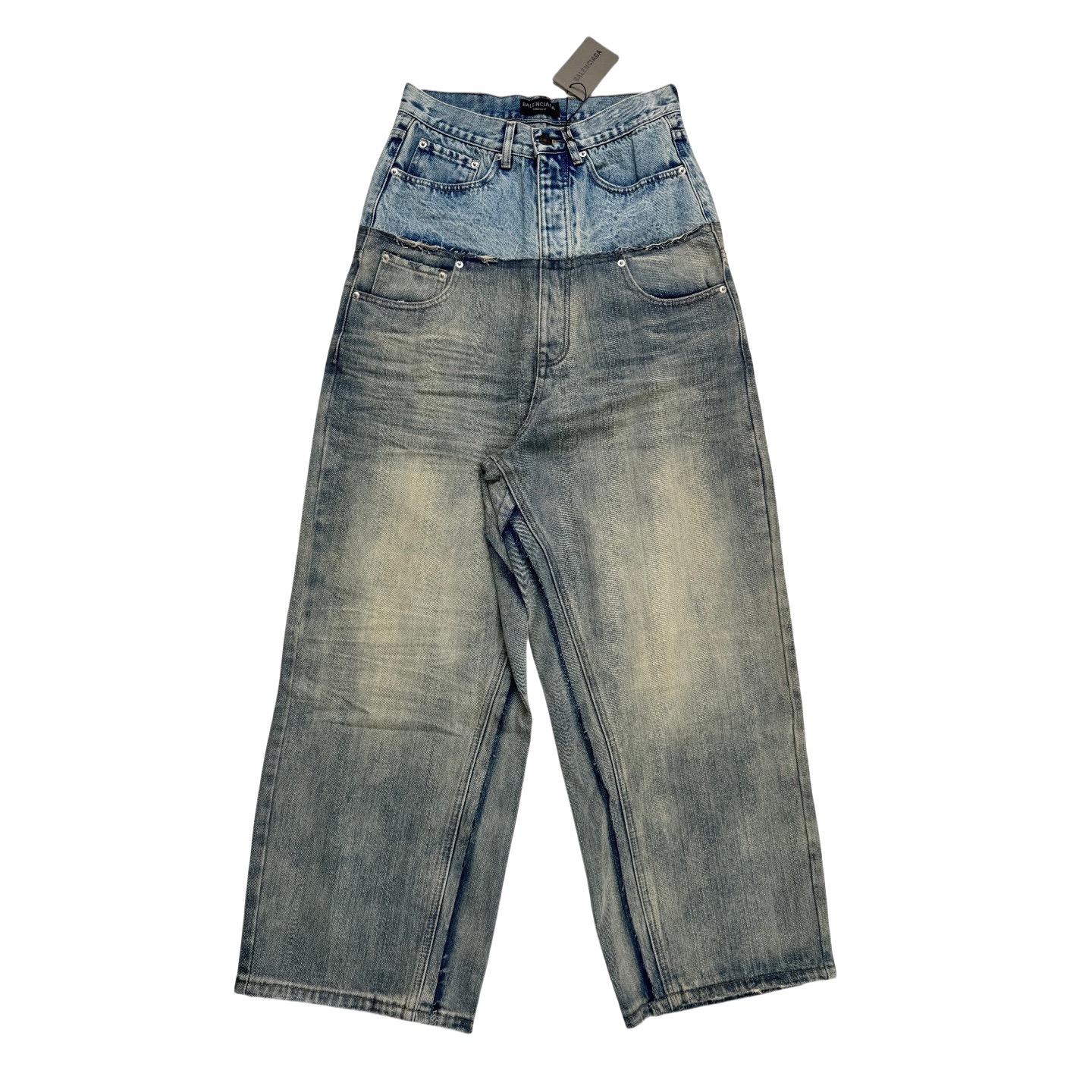 Balenciaga Cut-Up Baggy Pants In Blue  - DopestKickz