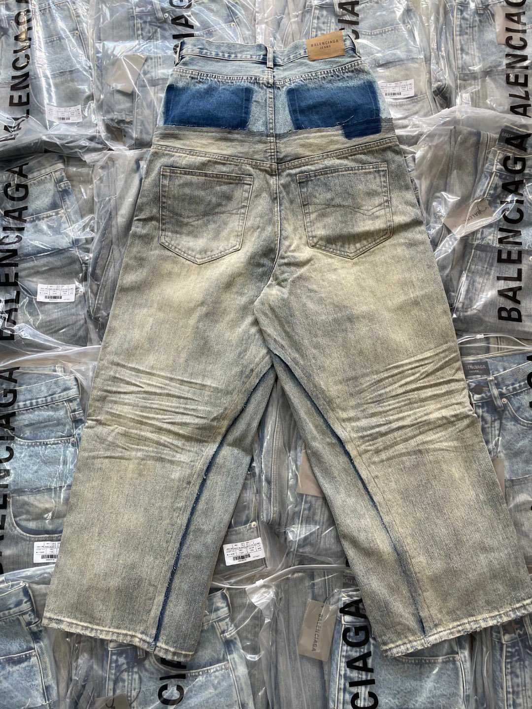 Balenciaga Cut-Up Baggy Pants In Blue  - DopestKickz