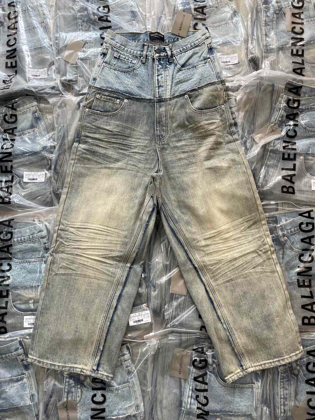 Balenciaga Cut-Up Baggy Pants In Blue  - DopestKickz