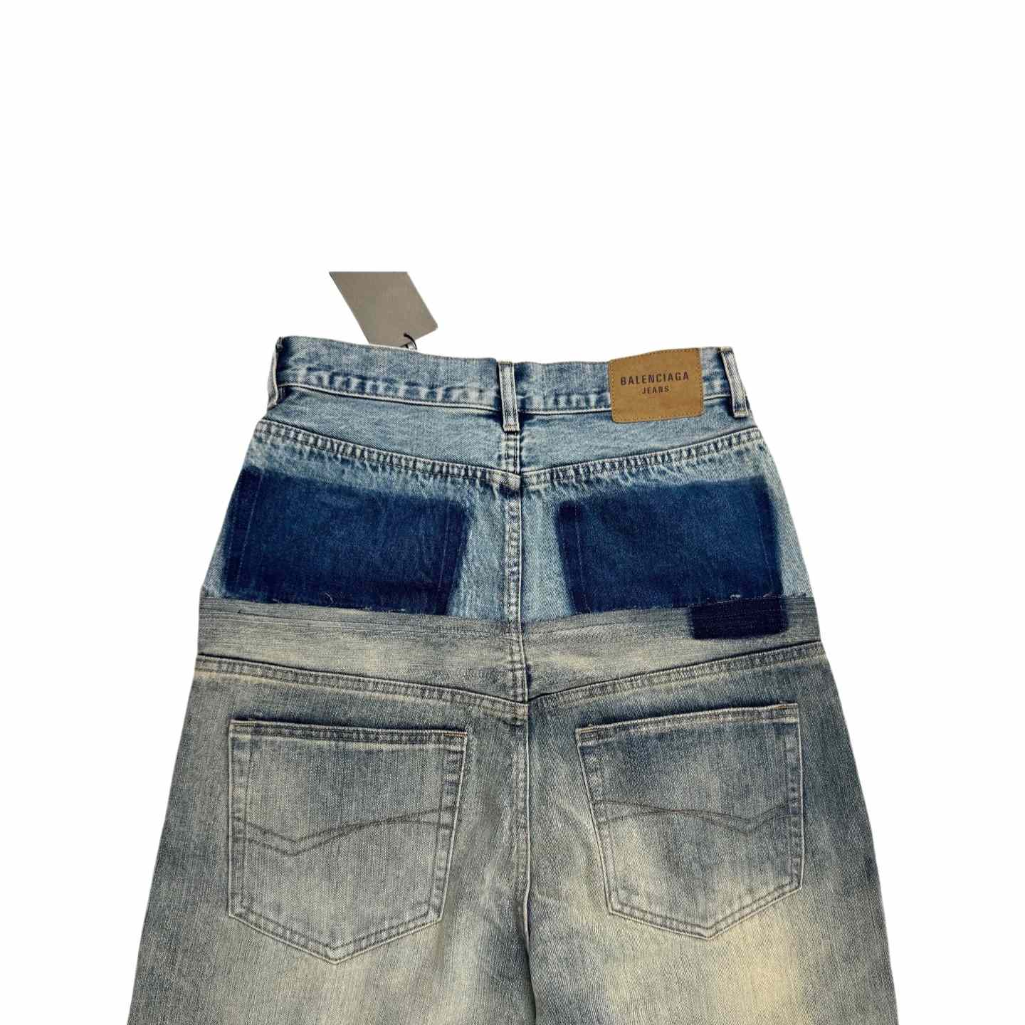Balenciaga Cut-Up Baggy Pants In Blue  - DopestKickz
