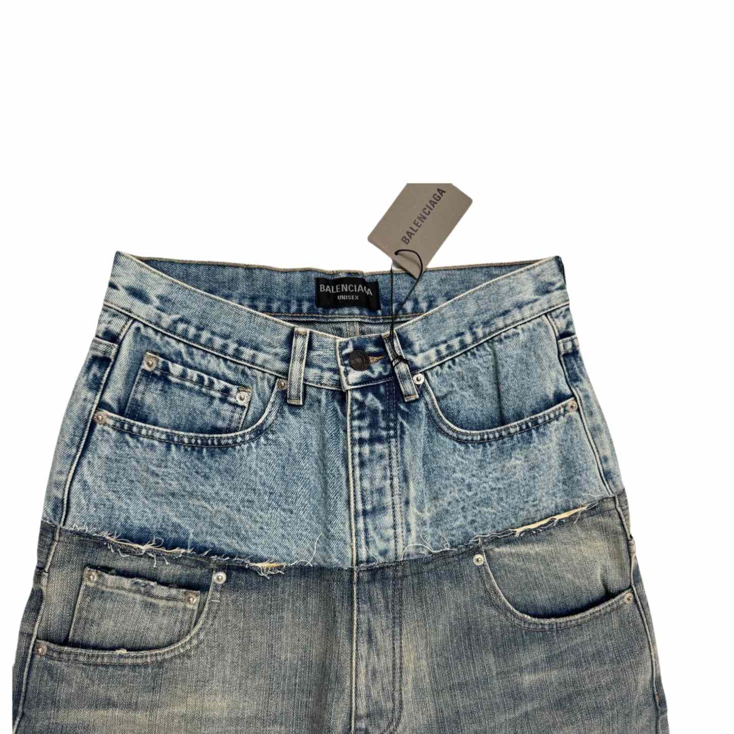 Balenciaga Cut-Up Baggy Pants In Blue  - DopestKickz