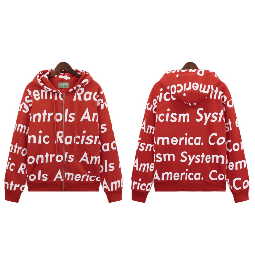 Denim Tears x Arthur Jafa Systemic Racism Controls America Zip Up Hoodie - DopestKickz