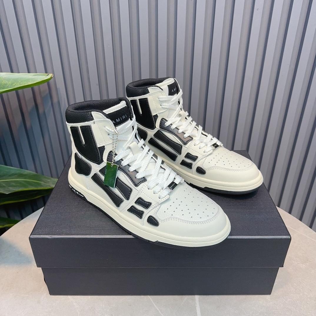 Amiri Leather-Textile High-Top Sneakers - DopestKickz