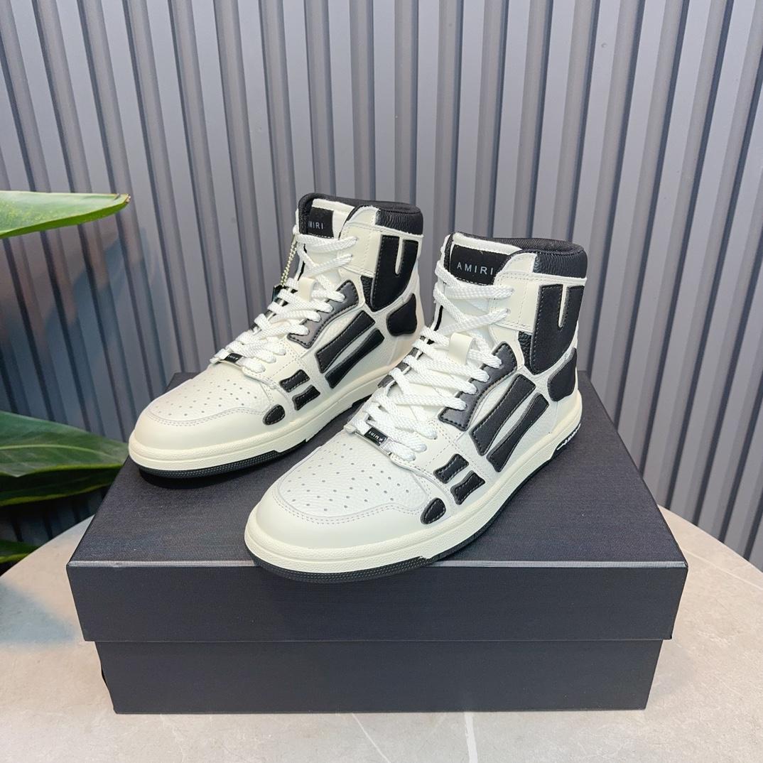 Amiri Leather-Textile High-Top Sneakers - DopestKickz