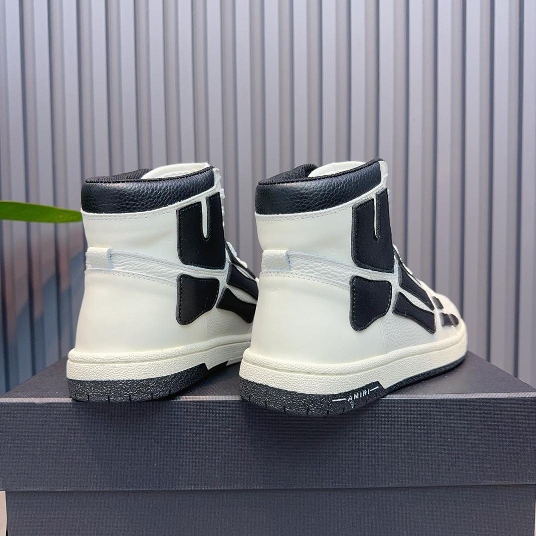 Amiri Leather-Textile High-Top Sneakers - DopestKickz