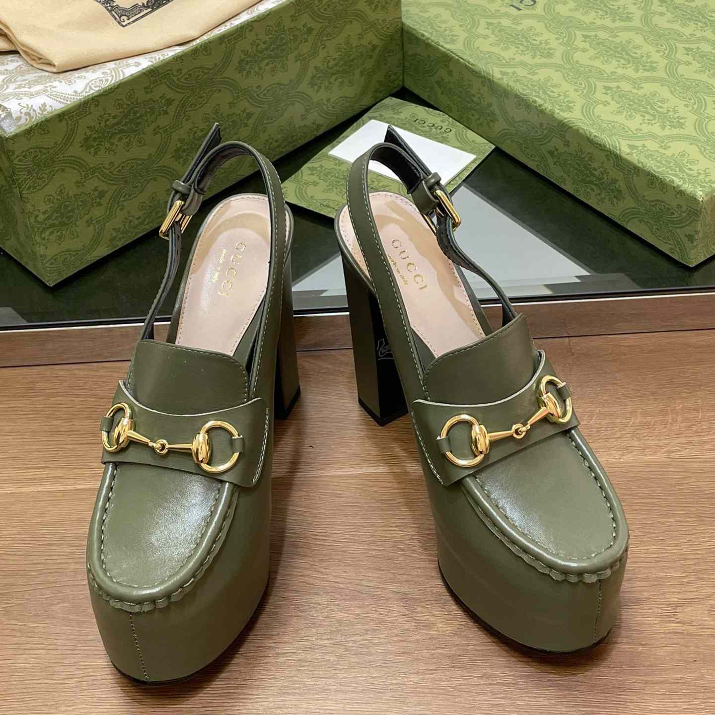 Gucci Women's Horsebit Platform Loafer Slingback - DopestKickz