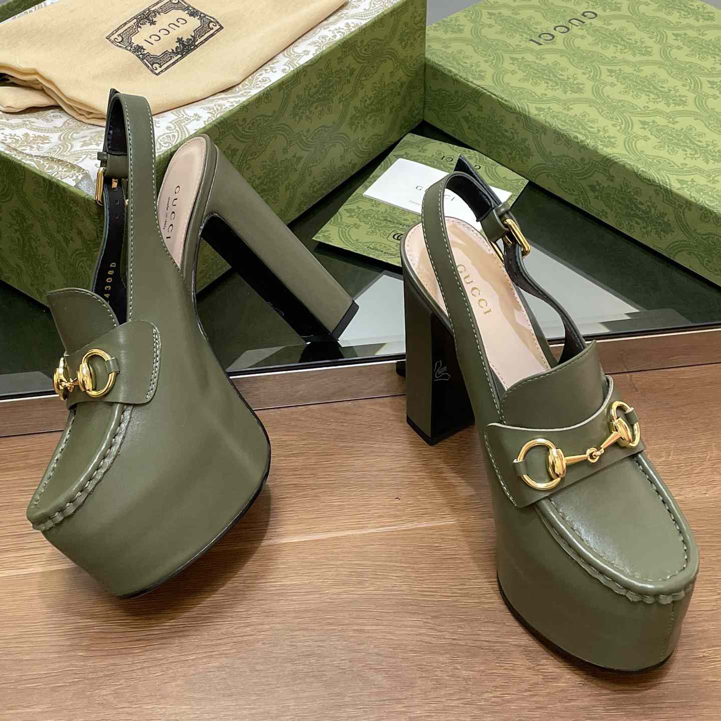 Gucci Women's Horsebit Platform Loafer Slingback - DopestKickz