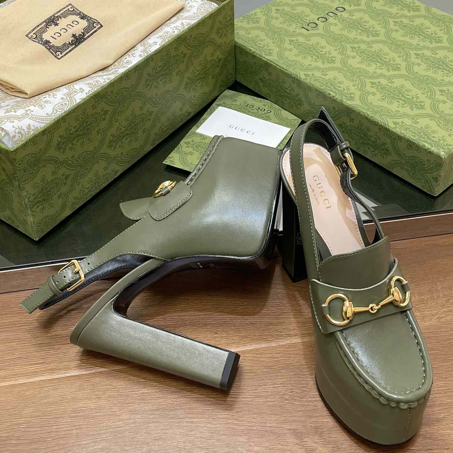 Gucci Women's Horsebit Platform Loafer Slingback - DopestKickz