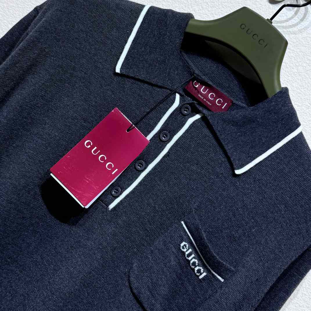 Gucci Knit Wool Long Sleeve Polo Top - DopestKickz