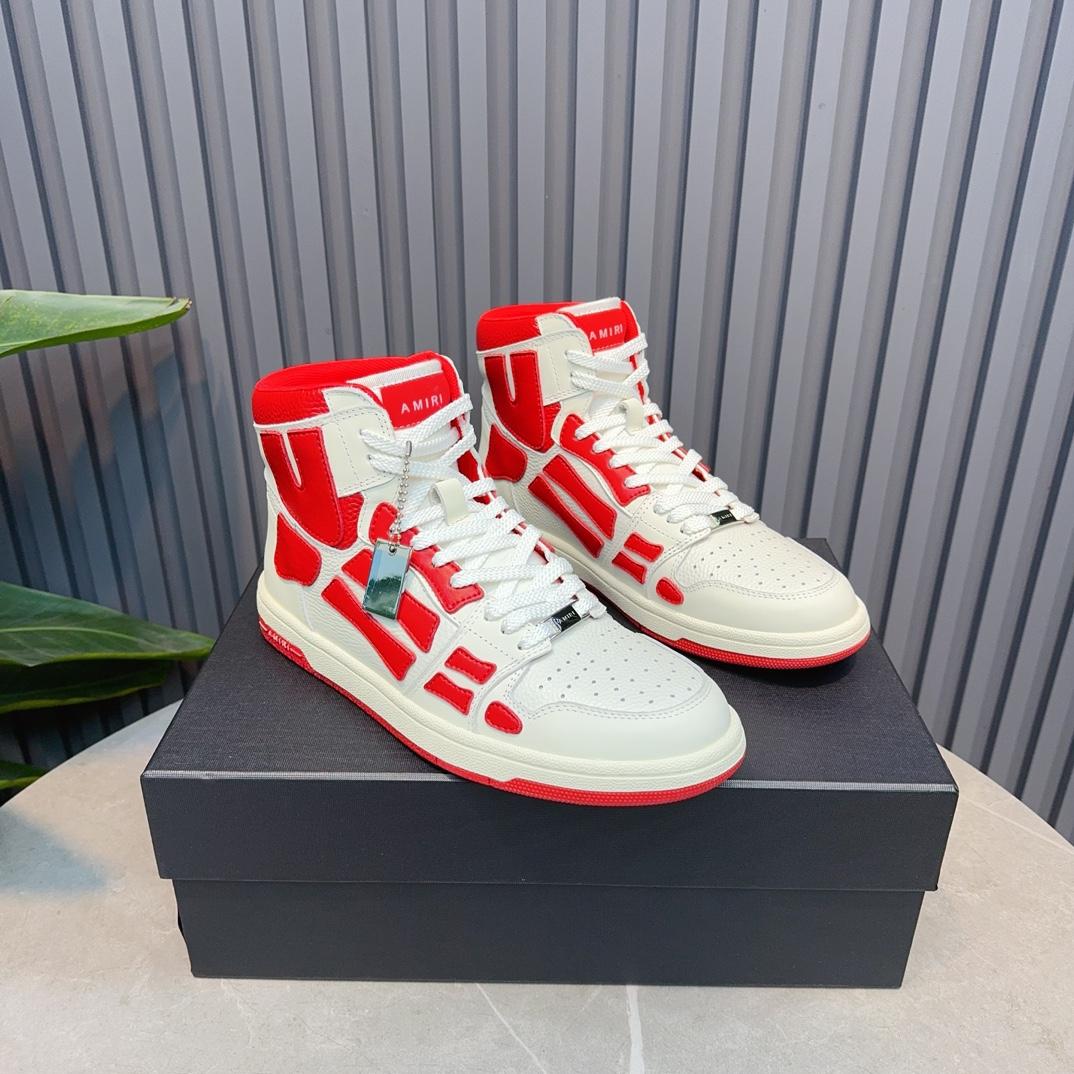 Amiri Leather-Textile High-Top Sneakers - DopestKickz