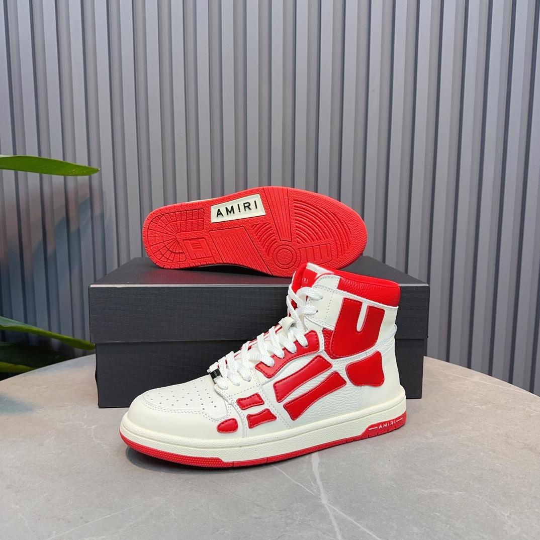 Amiri Leather-Textile High-Top Sneakers - DopestKickz