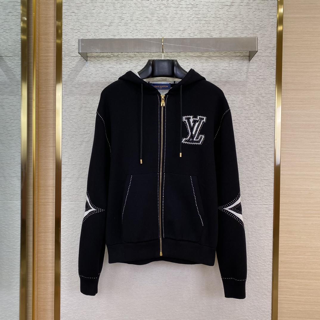 Louis Vuitton Graphic Intarsia Zipped Cotton Hoodie   1AFXKW - DopestKickz