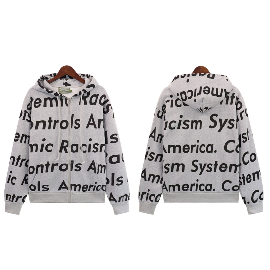 Denim Tears x Arthur Jafa Systemic Racism Controls America Zip Up Hoodie - DopestKickz