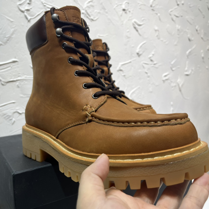 Prada Lug-sole Leather Boots - DopestKickz