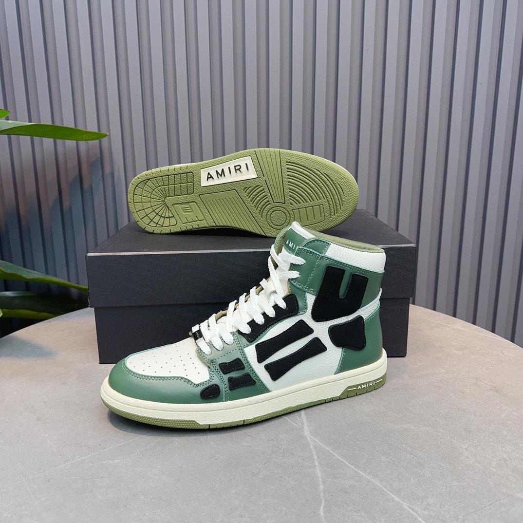 Amiri Leather-Textile High-Top Sneakers - DopestKickz