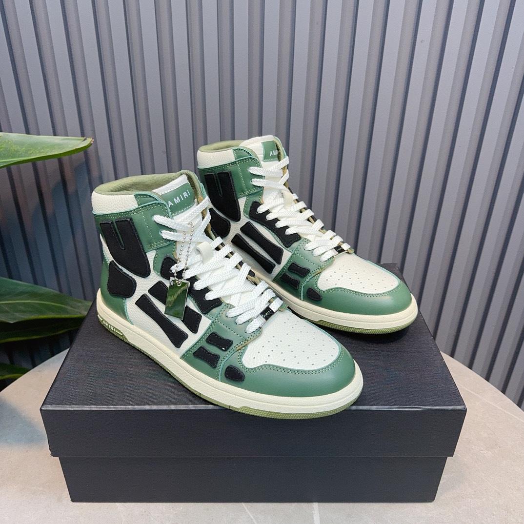 Amiri Leather-Textile High-Top Sneakers - DopestKickz