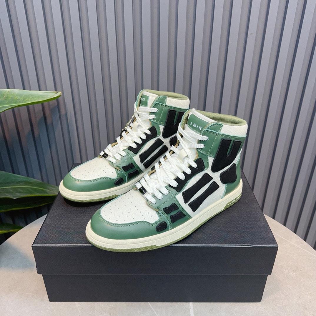 Amiri Leather-Textile High-Top Sneakers - DopestKickz