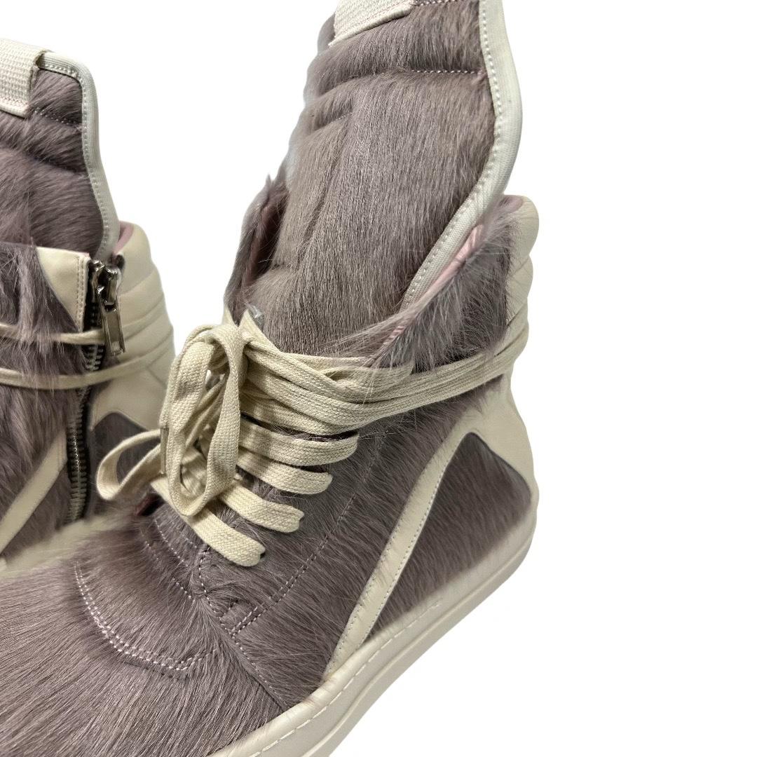 Rick Owens Geobasket Cow Fur Pale Pink Boots - DopestKickz