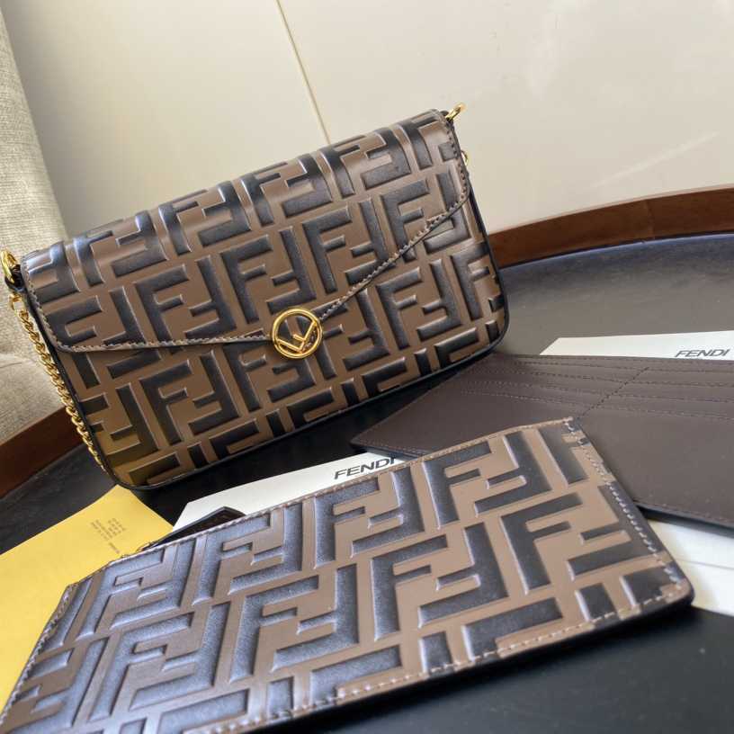 Fendi Envelope Clutch on Chain Zucca Embossed Leather （ 21-12-3.5cm ） - DopestKickz