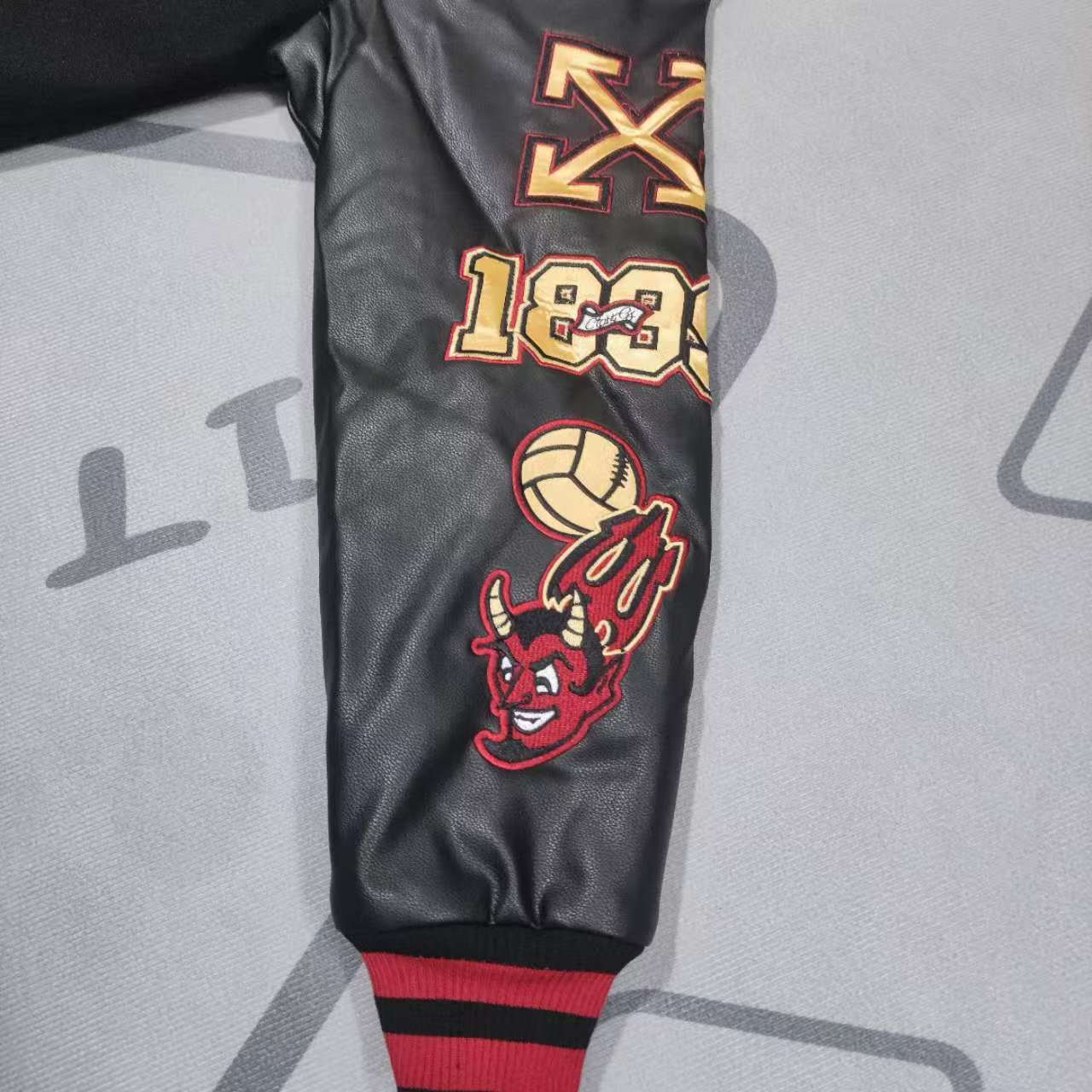 Off-White x Ac Milan 125th Anniversary Embroidered Varsity Jacket - DopestKickz