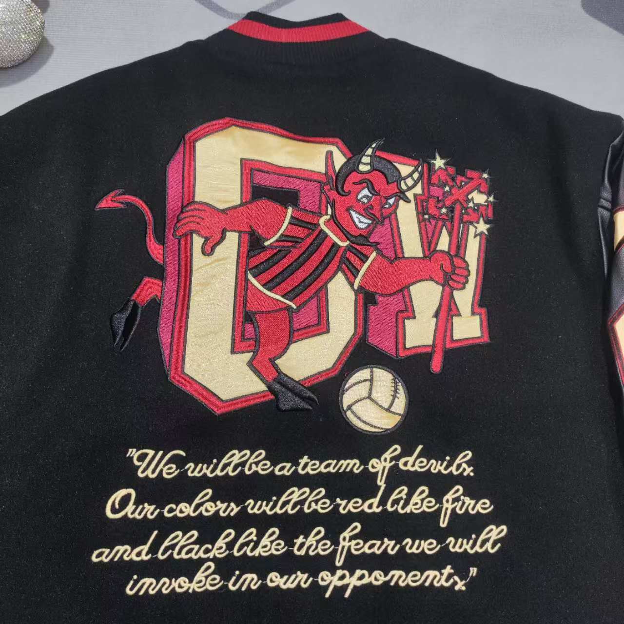 Off-White x Ac Milan 125th Anniversary Embroidered Varsity Jacket - DopestKickz