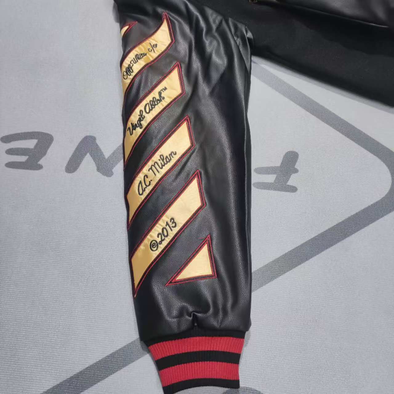 Off-White x Ac Milan 125th Anniversary Embroidered Varsity Jacket - DopestKickz