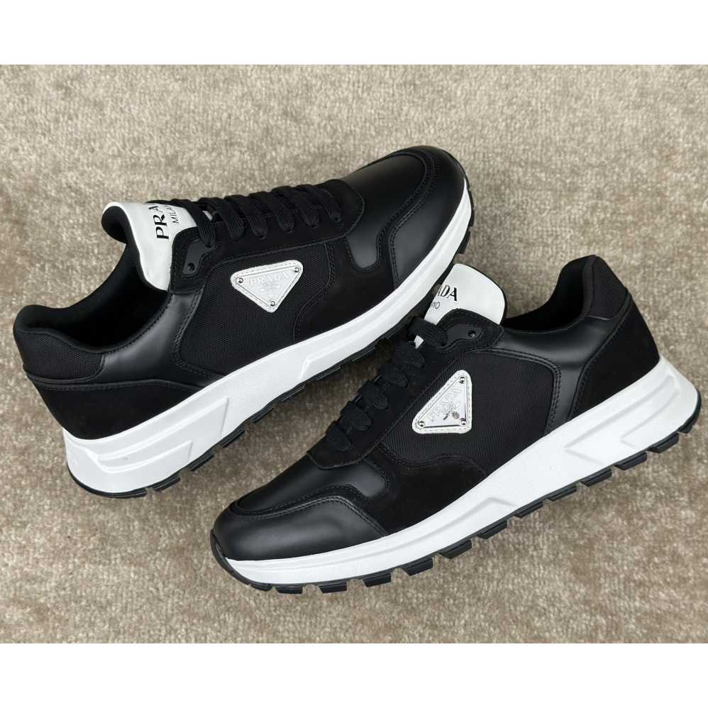 Prada Leather And Re-Nylon Sneakers - DopestKickz