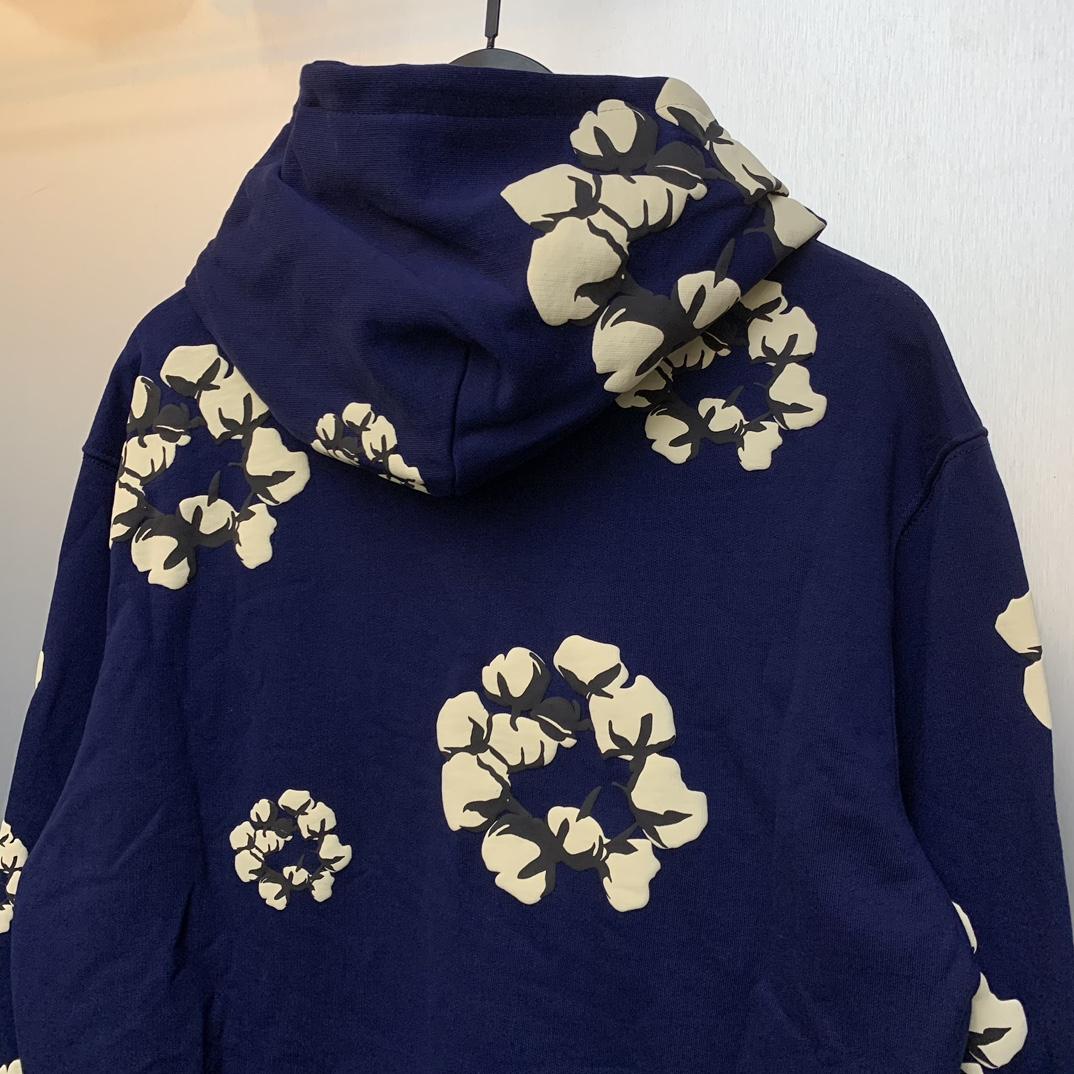 Denim Tears Cactus Tears Wreath Hoodie Navy - DopestKickz