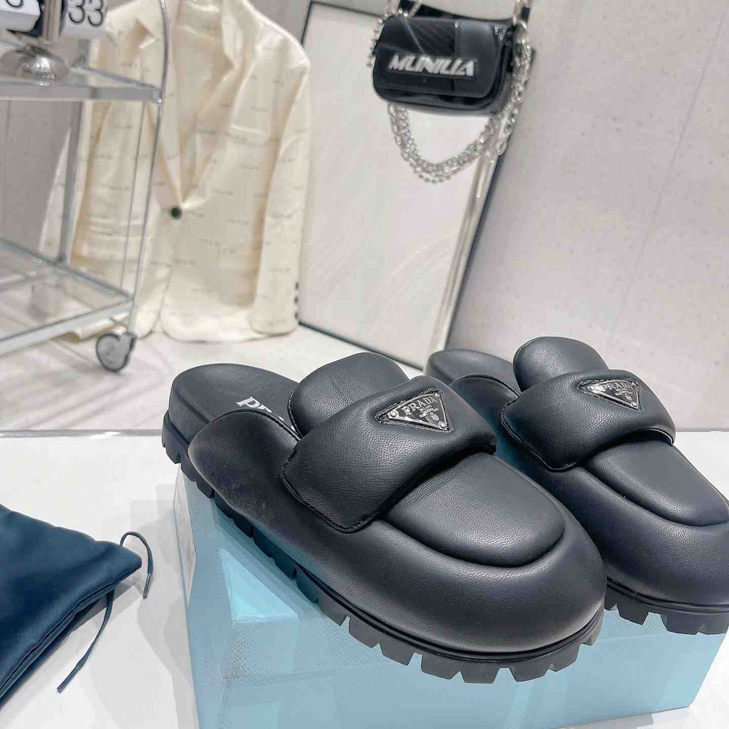 Prada Soft Padded Nappa Leather Sabots - DopestKickz