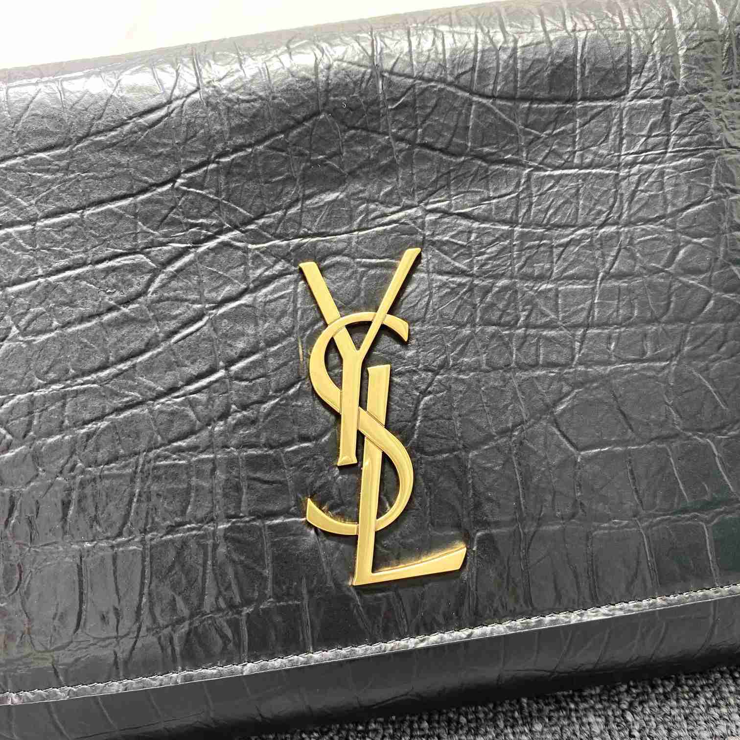 Saint Laurent Reversible Kate Medium In Crocodile-Embossed Leather - DopestKickz
