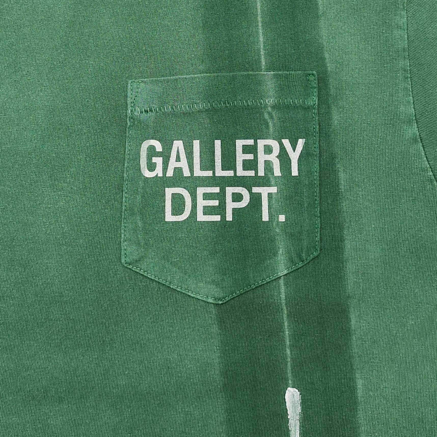 Gallery Dept Vintage Green Paint Splatter Logo T-Shirt - DopestKickz