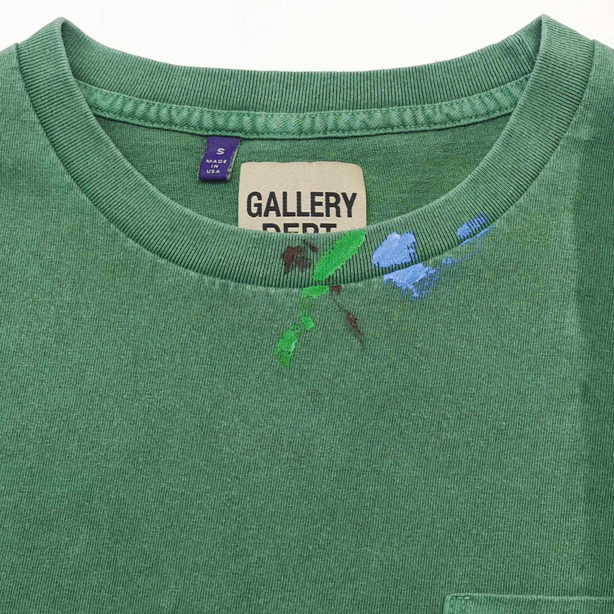 Gallery Dept Vintage Green Paint Splatter Logo T-Shirt - DopestKickz